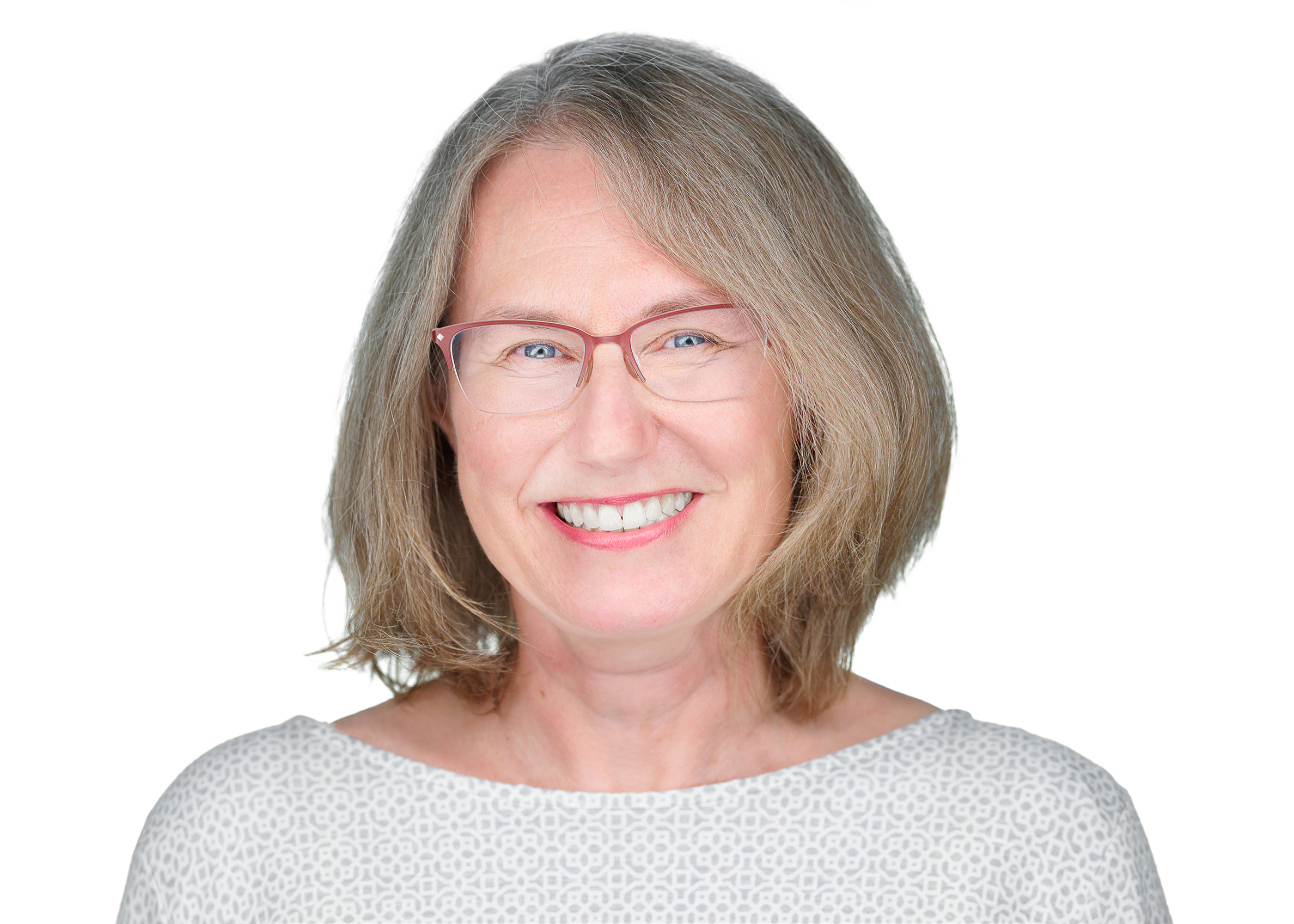 Woman smiling on white background 